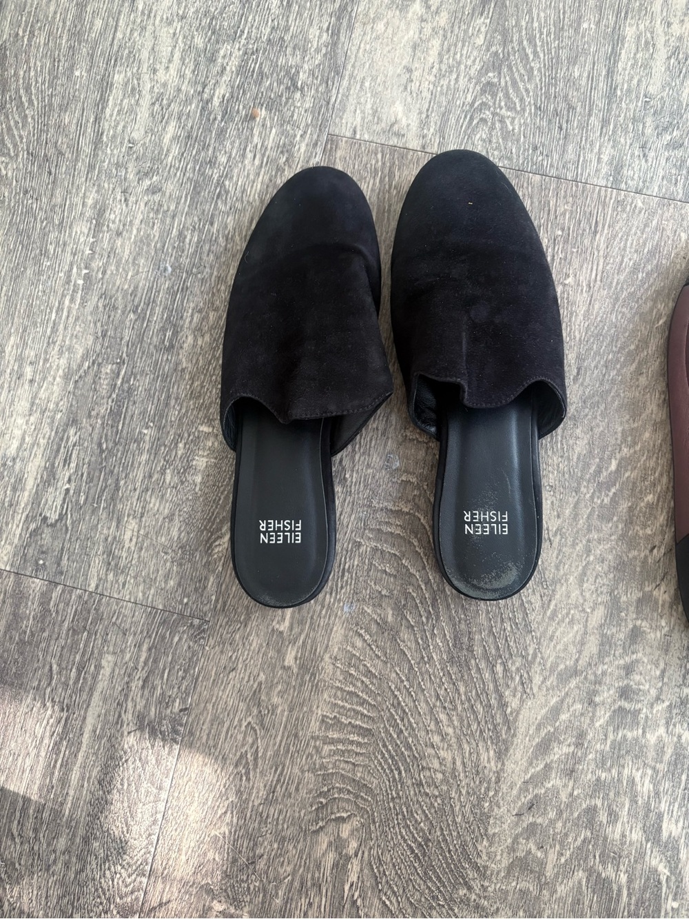 Eileen Fisher Black Suede Slip-On Flats